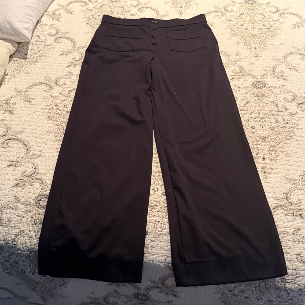 DayStretch High Waisted Pockets Straight Leg Casual Pants in Black.